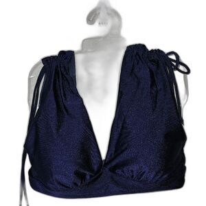 Time and Tru Navy Ruched Bikini Top  Size M 8 -10  Adjustable Swimwear NEW